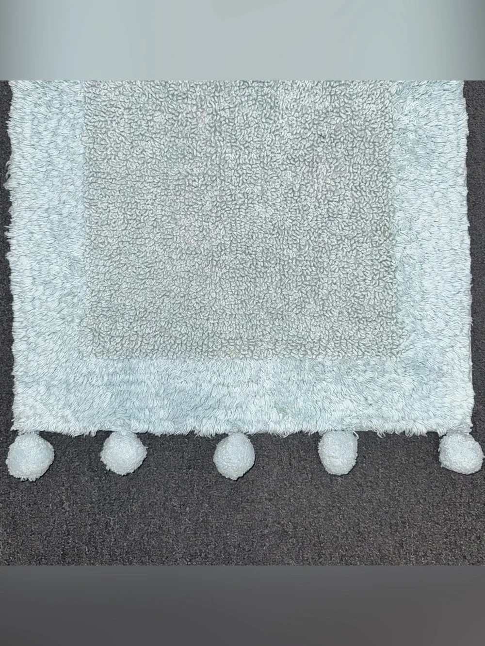 Home Collections Pom Pom Bath Mat Cotton Aqua 18x28 NWT